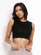 Γυναικείο Crop Top Αμάνικο Μαύρο