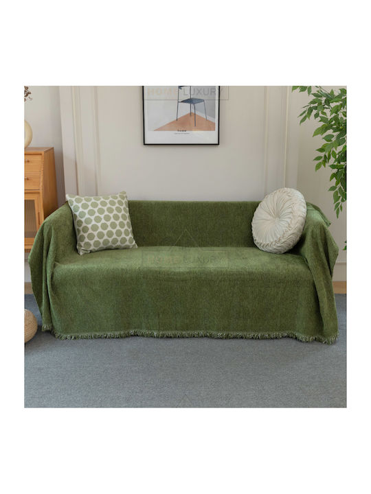 My Home Luxury Pommard Sofa Throw 2 Seater Jacquard 180x240cm Green C1