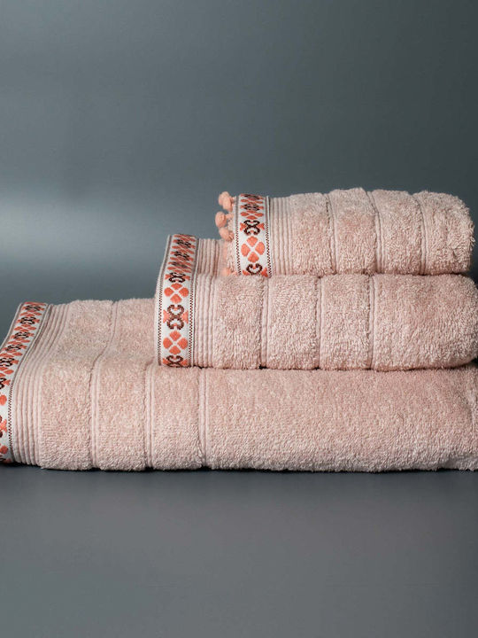 White Fabric Σετ Πετσέτες Μπάνιου 3τμχ Thistle Ροζ Βάρους 600gr/m²