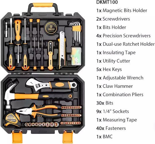 Set De Unelte Manuale Multifuncționale Cutie De Scule Robustă Inclusă Dkmt100