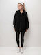 Long Women's Sweatshirt Jacket Black
