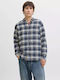 Long Sleeve Flannel Checked Blue Shirt