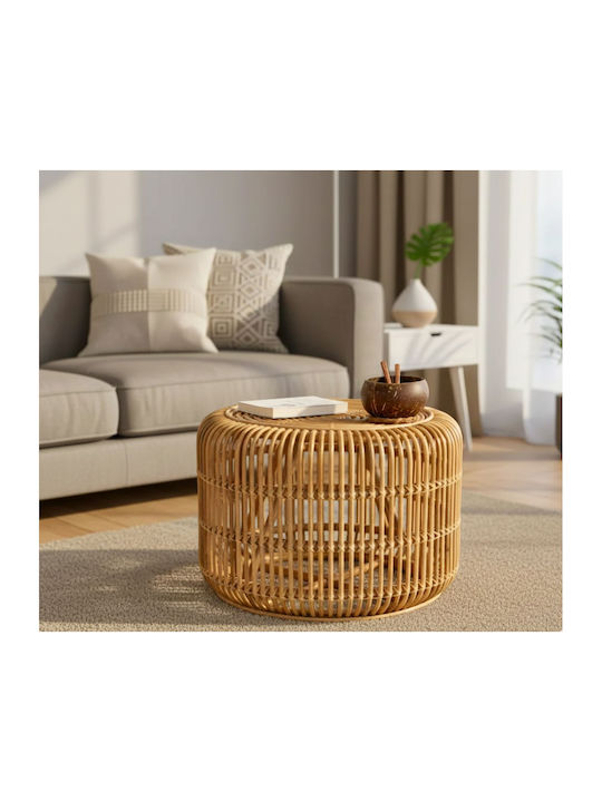 Rundes Beistelltisch Noxic aus Bambus Beige M60xT60xH43cm