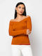Damen Bluse Langärmelig Orange