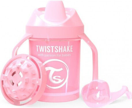 Twistshake Mini Cup Εκπαιδευτικό Μπιμπερό Σιλικόνης με Λαβές Ροζ για 4m+ 230ml