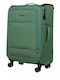 Newcom Large Fabric Travel Suitcase Green with 4 Wheels Height 83cm