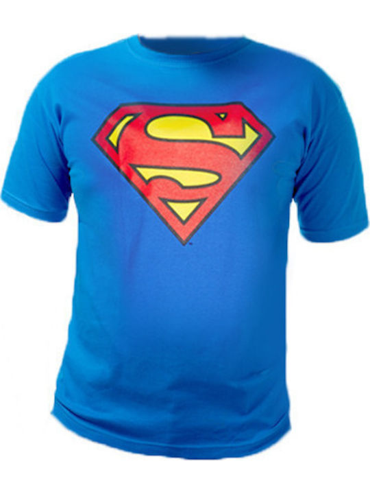 Lux In Tenebris Premium Quality Cotton Blouse Superman Classic Logo Printed Blue T-shirt