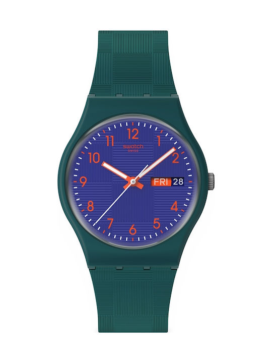 Swatch Bioceramic Γυναικείο Ρολόι Μπαταρίας με Πράσινο Καουτσούκ Λουράκι