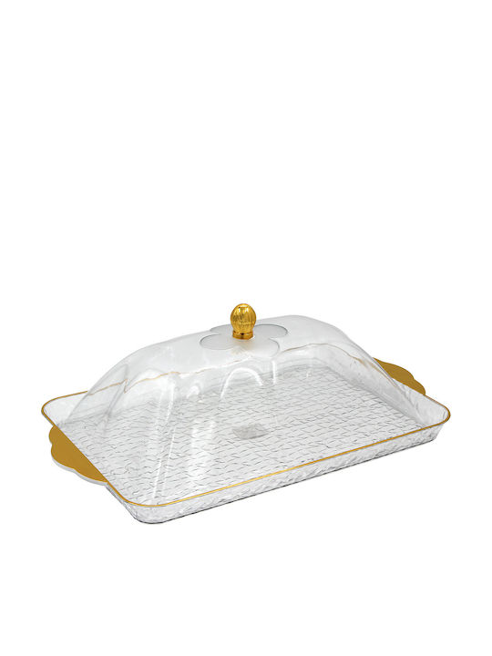 Keskor Tortieră Plastic cu Capac Auriu 51x31.5x16buc