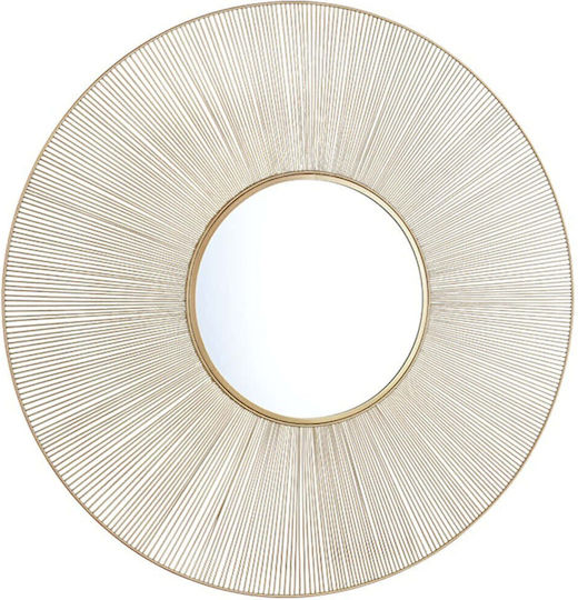 Mirrors & More Manika Καθρέπτης Τοίχου με Κίτρινο Μεταλλικό Πλαίσιο Διαμέτρου 100cm