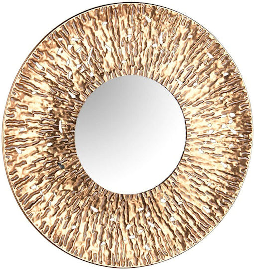 Mirrors & More Runa Wandspiegel mit Gelb Metallisch Rahmen Durchmesser 80cm 1Stück