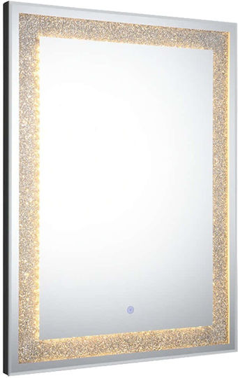 Mirrors & More Wall Mirror with White Metallic Frame & LED Lighting 70x50cm 1pcs
