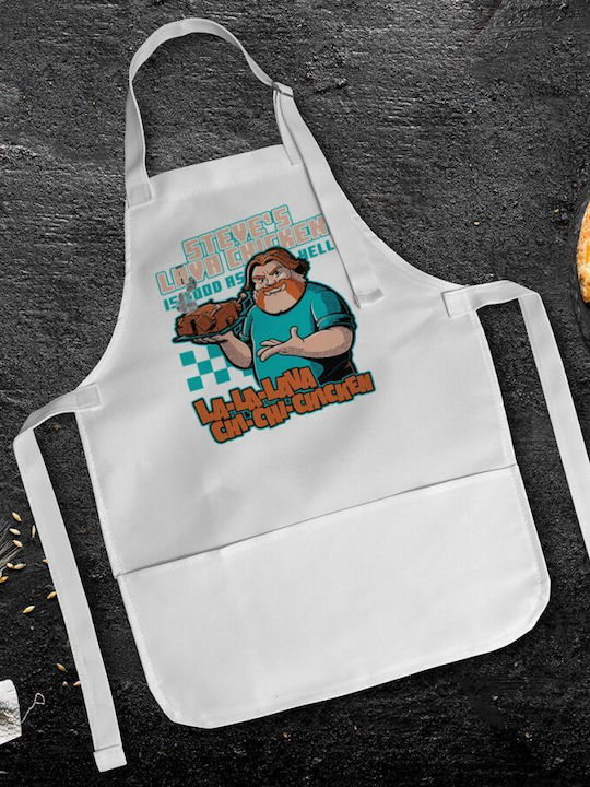 Koupakoupa Steves Lava Chicken Kids Apron White 22x40cm