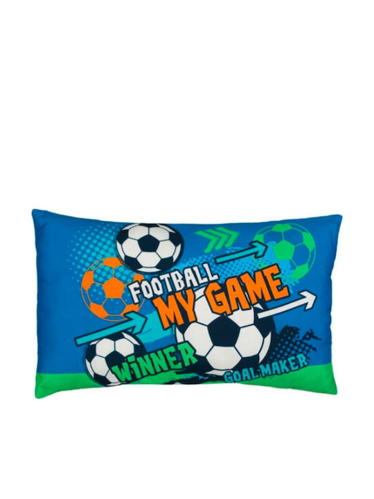 Μαξιλάρι Διακοσμητικό Παιδικό Μπλε Football 50x30cm