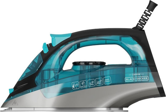 Black & Decker Fier de Călcat cu Aburi 2200W cu Talpă din Oțel Inoxidabil