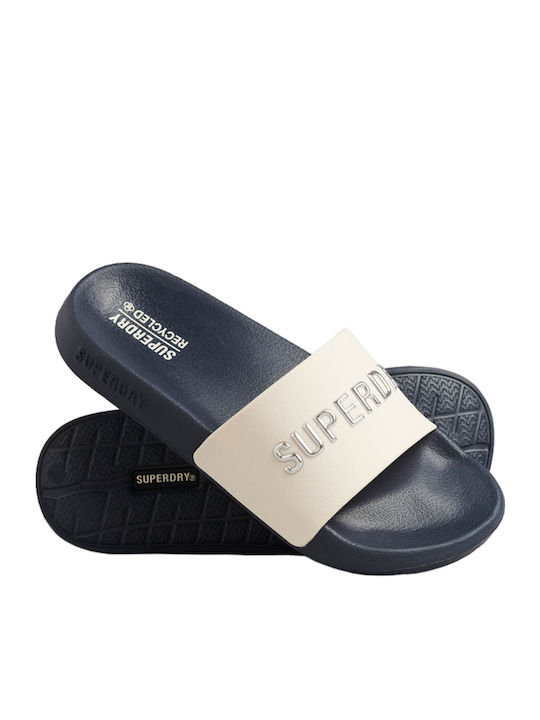 Superdry Slides σε Navy Μπλε Χρώμα