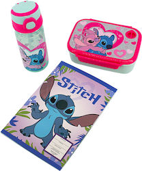 Set 3 Bucăți Stitch Cutie De Prânz 800ml & Sticlă Cu Pai 500ml & Caiet Cu Agrafă 40 File Set 3 Bucăți Stitch Cutie De Prânz 800ml & Sticlă Cu Pai 500ml & Caiet Cu Agrafă 40 File