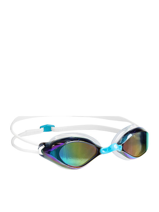 Mad Wave Rainbow Swimming Goggles Adults with Anti-fog Lenses Blue