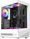 GameMax Vista COC AW Геймърско бюро Midi Tower Компютърна кутия със страничен прозорец и ARGB осветление Бял