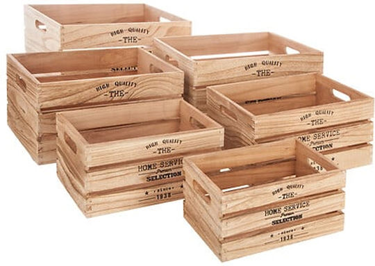 Natural Decorative Crate Garden Wooden 6pcs 140494