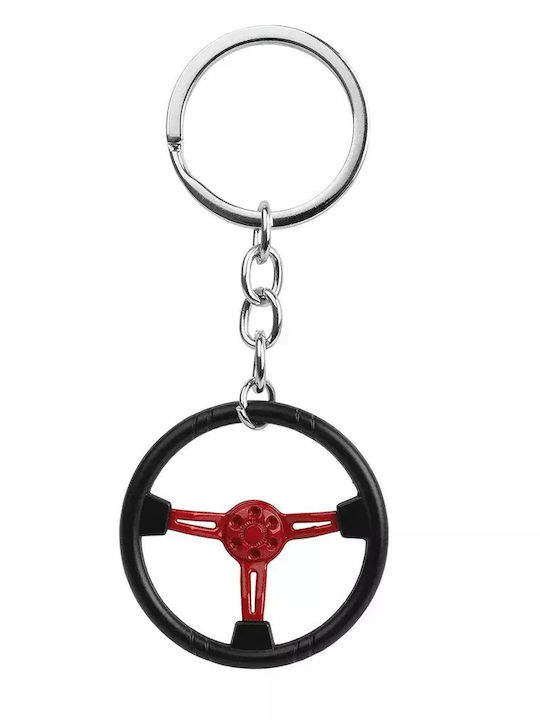 Racing Steering Wheel Keychain 4cm Red