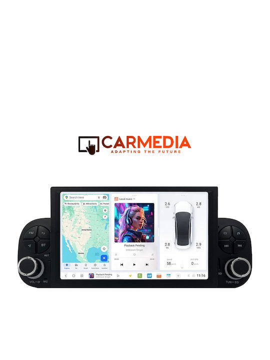 Carmedia Ηχοσύστημα Αυτοκινήτου για Fiat Panda 2012-2021 (Bluetooth/USB/WiFi/GPS/Apple-Carplay/Android-Auto) με Οθόνη Αφής 7"