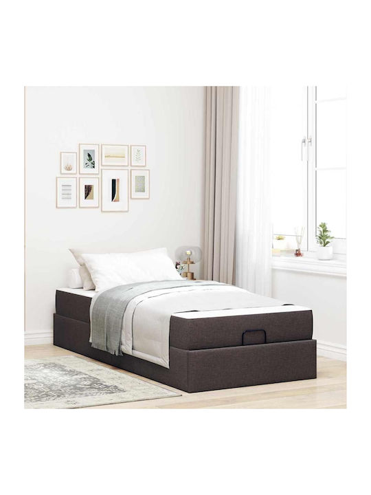 Betten Einzel mit Stoff Braune mit Matratze 90x...