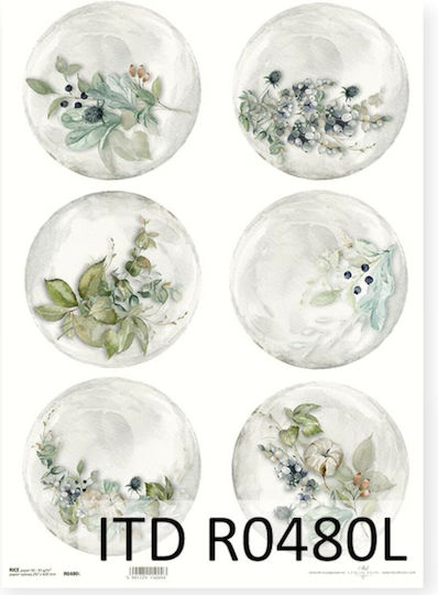 Decoupage Rice Paper A3 Pastel Winter Compositions Circles Etc