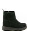 Leder Damen Stiefeletten Schwarz