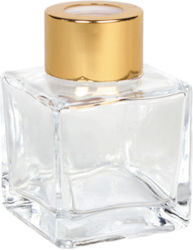 Glass Little Bottle Aromatic Room Square Gold Cap 50ml