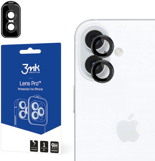 3MK Lens Protection Pro Camera Protection Tempered Glass Black for the Apple iPhone 16, iPhone 16 Plus
