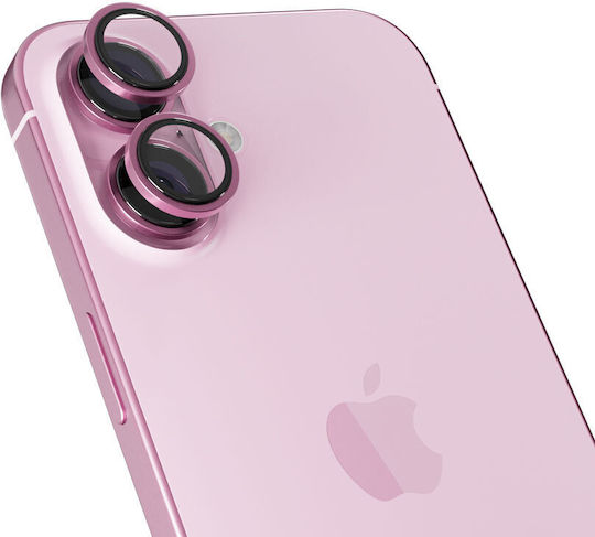 Lens Cover Iphone 16/iphone 16 Plus Προστασία Κάμερας Tempered Glass Ροζ για το iPhone 16, iPhone 16 Plus
