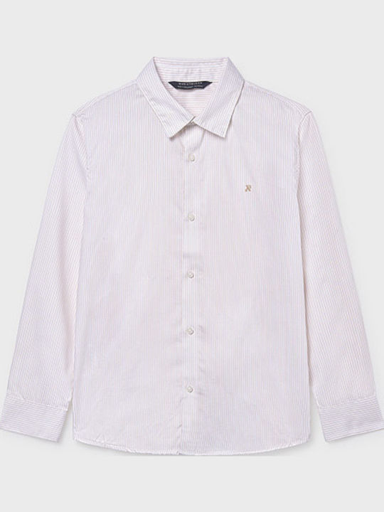 Mayoral Kids Striped Shirt Long Sleeve Beige