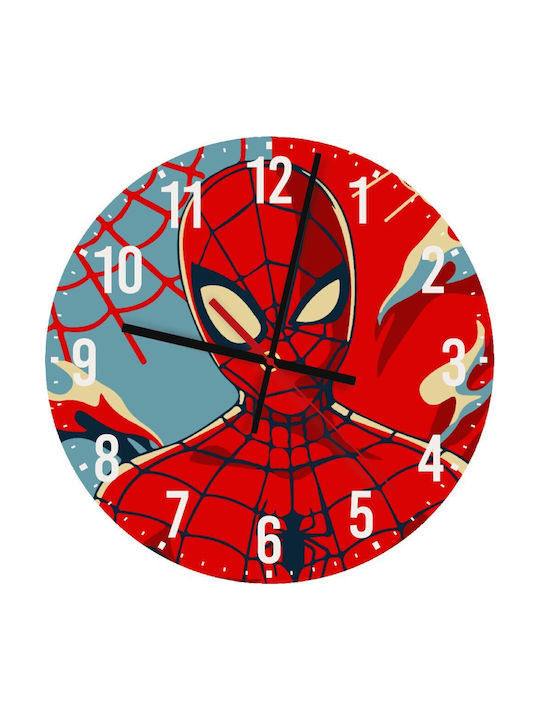 Koupakoupa Παιδικό Ρολόι Τοίχου Spiderman Kid Ξύλινο 30εκ.