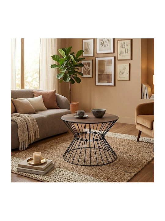 Round Central Coffee Table Girene Wooden Black ...