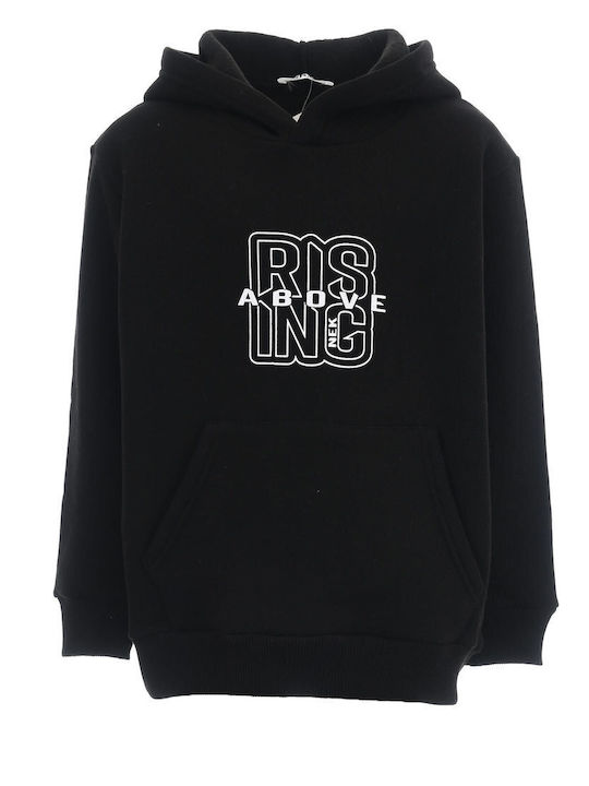 Kids Sweatshirt with Hood and Pockets Black