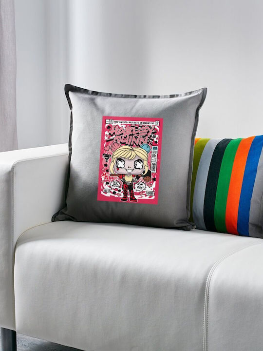 Harley Quinn Couch Pillow Gray 100% Cotton Fill...