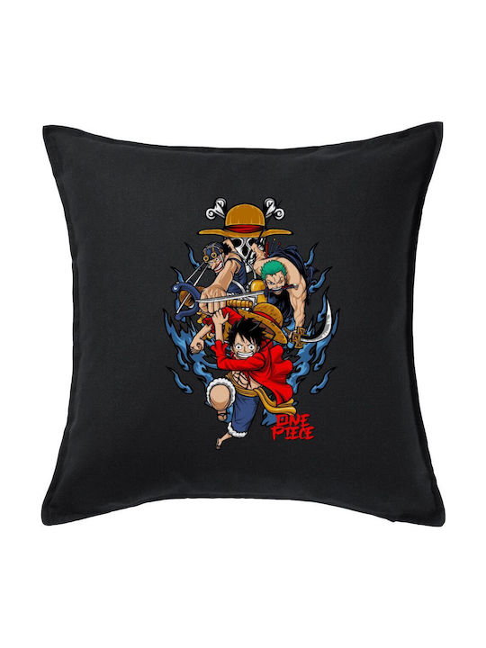 One Piece Μαξιλάρι Καναπέ Μαύρο 100% Βαμβάκι Περιέχεται Γέμισμα 50x50cm