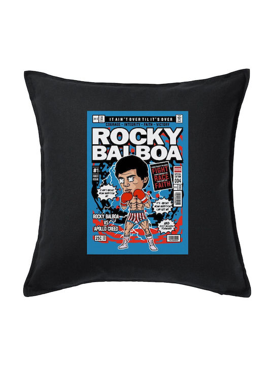 Rocky Balboa Μαξιλάρι Καναπέ Μαύρο 100% Βαμβάκι Περιέχεται Γέμισμα 50x50cm