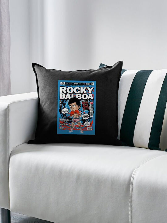 Rocky Balboa Μαξιλάρι Καναπέ Μαύρο 100% Βαμβάκι Περιέχεται Γέμισμα 50x50cm