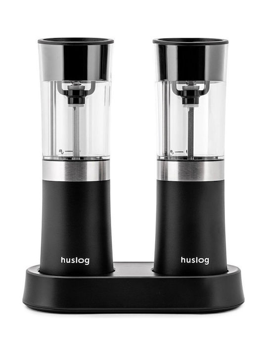 Huslog Electric Set Spice Mills made of Glass in Black Color 1pcs