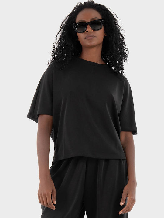 Women's Blouse Short Sleeve Black