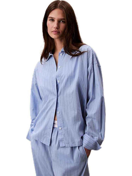 Calvin Klein Sommer Damen Pyjama-Oberteil Hellblau