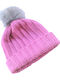 Pom Pom Beanie Beanie Knitted in Pink color
