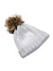 Pom Pom Beanie Beanie Knitted in White color