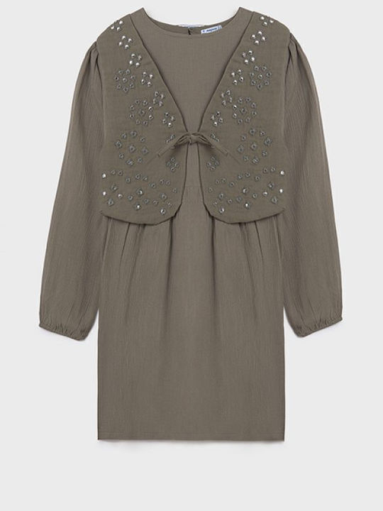 Mädchenkleid Langärmelig Set aus 2 mit Mantel Grün
