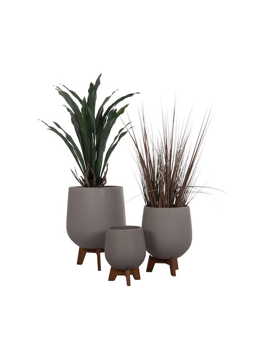 HomeMarkt Tryll Set 3 Pots Wooden Grey