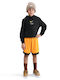 Fleece Kids Sweatshirt With Hood And Pockets Black-Yellow Sportswear Club
