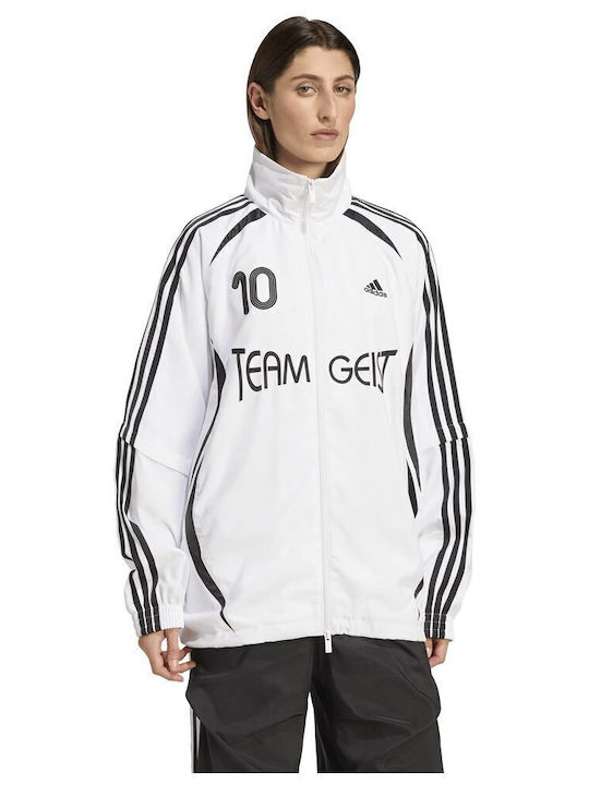 Track Top Μακριά Γυναικεία Ζακέτα Φούτερ White