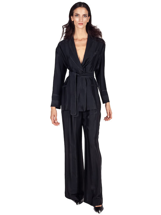 Semicouture Lang Damen Krepp Blazer Black